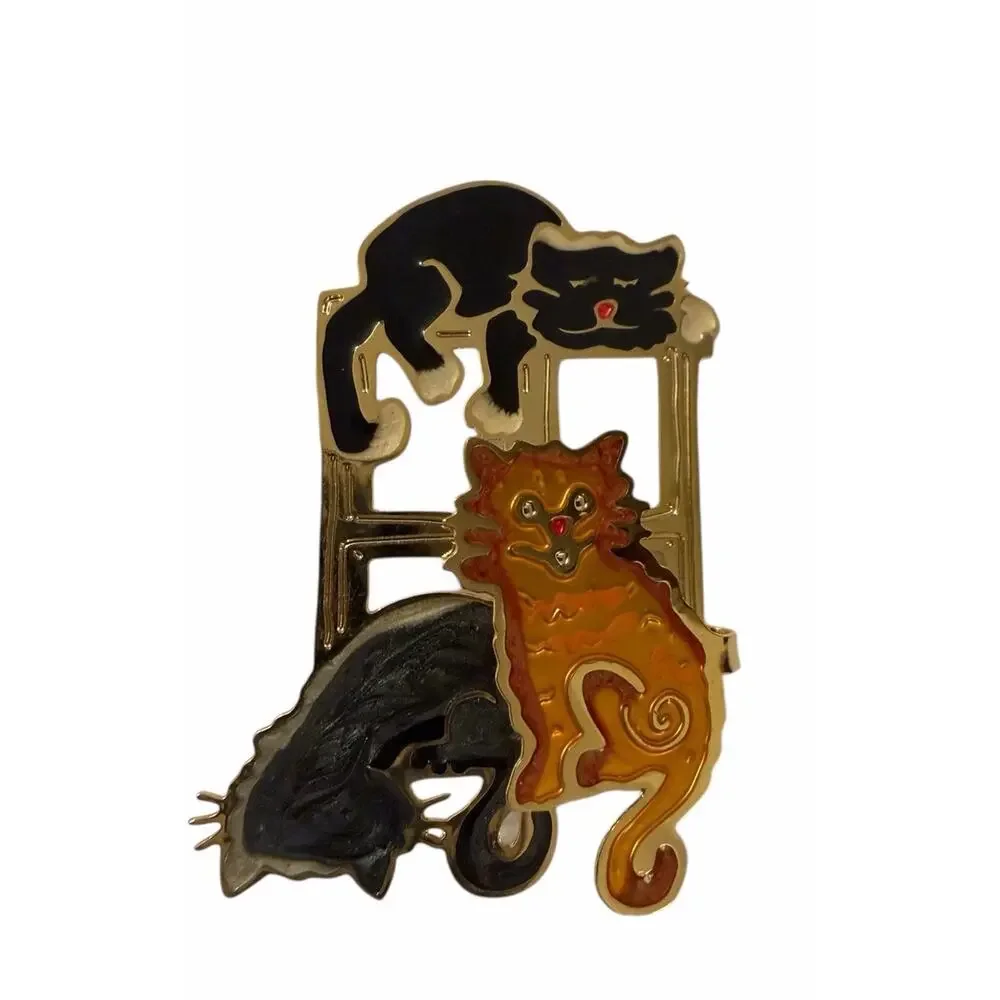 VINTAGE 3D CAT BROOCH Pin Fast Shipping 3223-22
